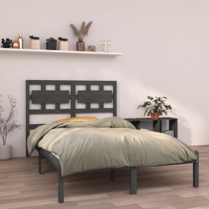 Estructura de cama madera maciza gris King Size 150x200 cm D