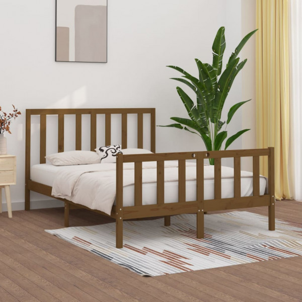 Estrutura da cama madeira maciça King marrom mel 150x200 cm D