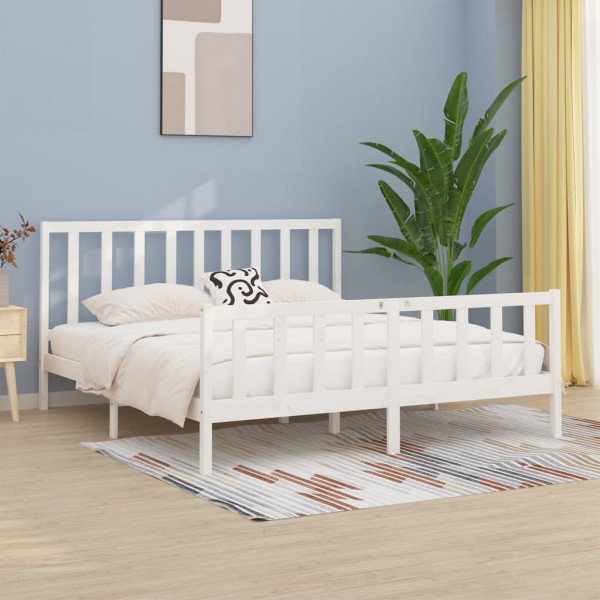 Estructura de cama de madera maciza blanca 200x200 cm D