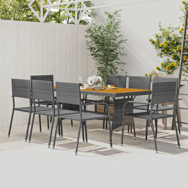 Conjunto de jantar de jardim com 9 peças de rattan sintético cinza D