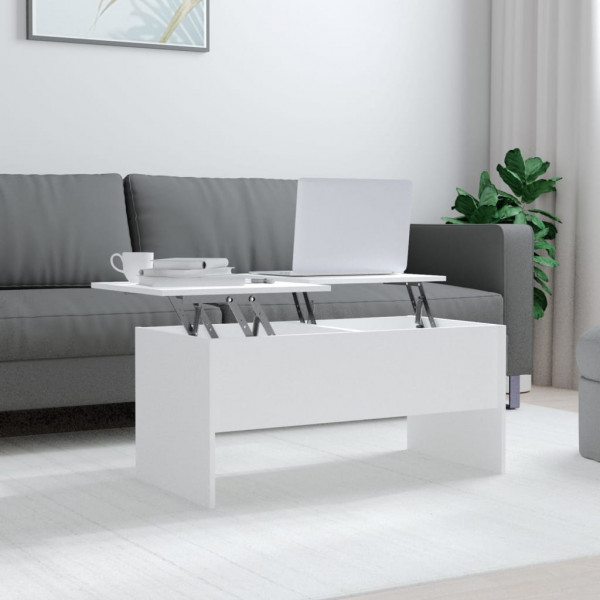 Mesa de centro madera contrachapada blanco 102x50.5x46.5 cm D