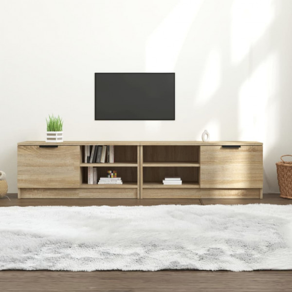 Mobiliário para TV 2 peças madeira revestida de carvalho 80x35x36.5 cm D