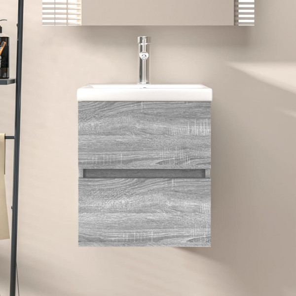 Mueble de lavabo madera contrachapada gris Sonoma 41x38.5x45 cm D