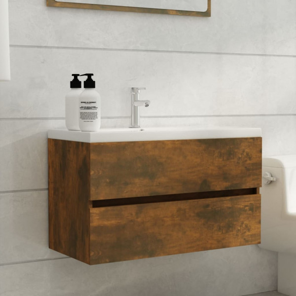 Mueble lavabo madera contrachapada roble ahumado 80x38.5x45cm D