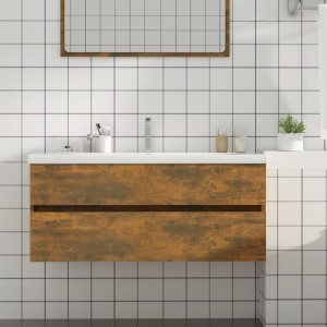 Mueble lavabo madera contrachapada roble ahumado 100x38.5x45 cm D