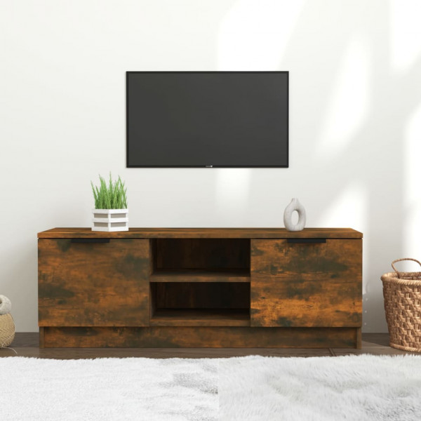 Mueble de TV madera contrachapada roble ahumado 102x35x36.5 cm D