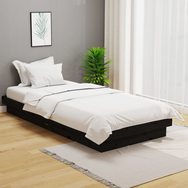 Estructura de cama madera maciza negra 100x200 cm D