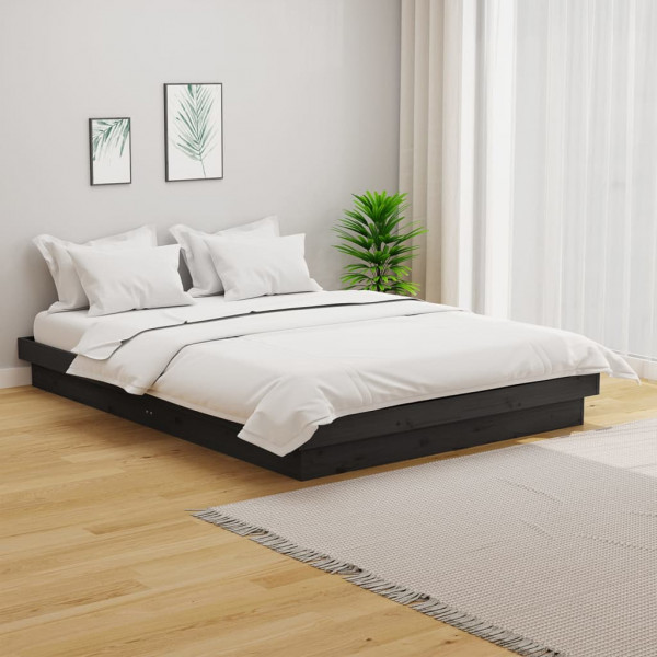 Estrutura de cama madeira maciça cinza 120x200 cm D