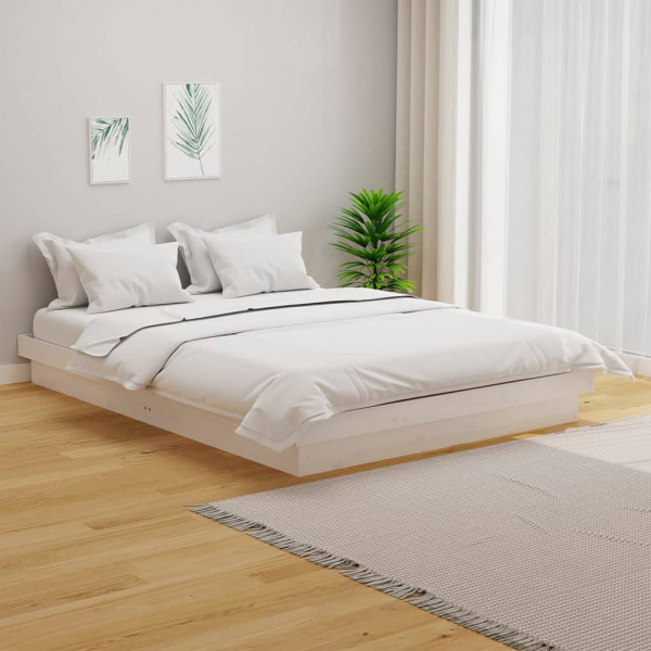 Estructura de cama madera maciza blanca King Size 150x200 cm D