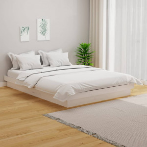 Estructura de cama madera maciza doble blanca 135x190cm D