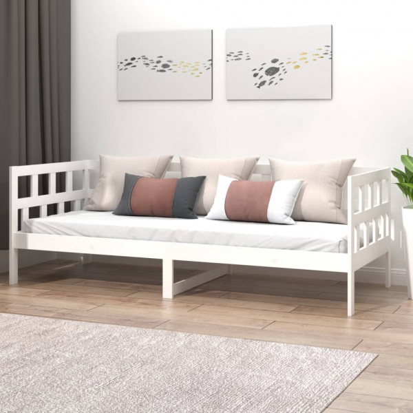 Sofá cama madeira maciça de pinho branco 90x200 cm D