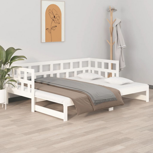 Sofá cama extraíble madera maciza de pino blanco 2x(80x200) cm D