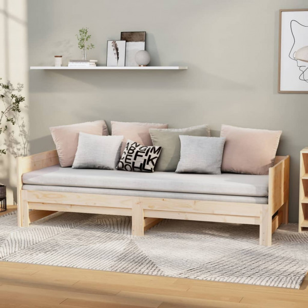 Sofá cama removível em madeira maciça de pinho 2x(90x200) cm D
