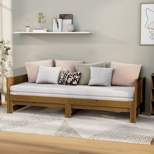 Sofá cama extraíble madera maciza pino marrón miel 2x(90x190)cm Sofá cama extraíble madera maciza pino marrón miel 2x(90x190)cm D
