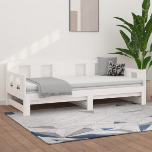 Sofá cama extraíble madera maciza de pino blanco 2x(90x190) cm D