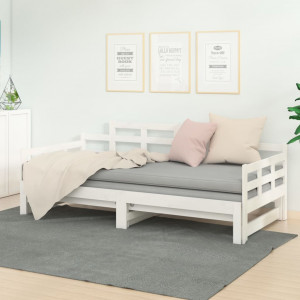 Sofá-cama removível em madeira maciça de pinho branco 2x(90x200) cm D