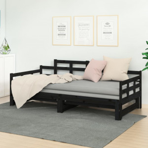 Sofá-cama removível em madeira maciça de pinho preto 2x(90x200) cm D