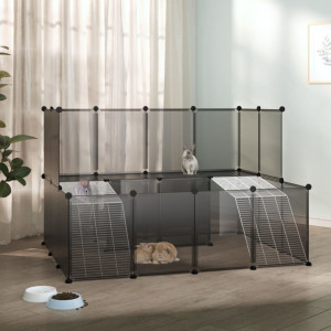 Caixa de animais pequenos preto 143x107x93 cm PP e aço D