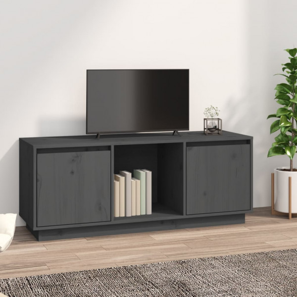 Móvel TV em madeira maciça de pinho cinza 110,5x35x44 cm D