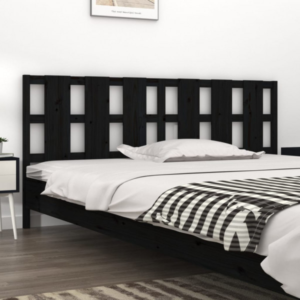 Cabecero de cama madera maciza de pino negro 205.5x4x100 cm D