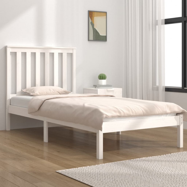 Estrutura de cama individual em madeira maciça de pinho branco 90x190 cm D