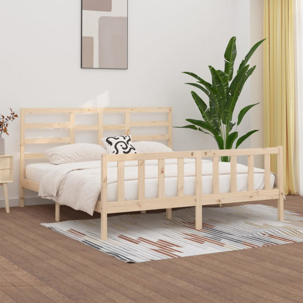 Estrutura de cama de madeira maciça Super King 180x200 cm D
