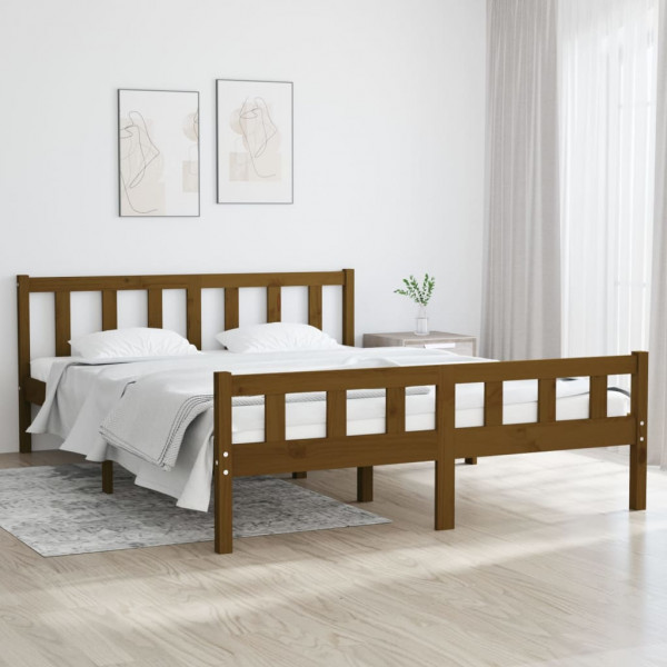 Estructura de cama madera maciza marrón miel 120x200 cm D