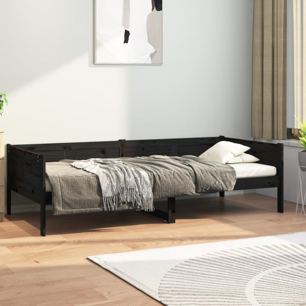 Sofá cama de madera maciza de pino negro 90x200 cm D