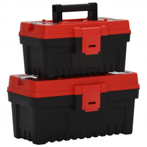 Set de cajas de herramientas 2 pzas polipropileno negro y rojo D