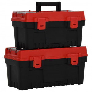 Caixa de ferramentas Set 2 PCs Polipropileno preto e vermelho D