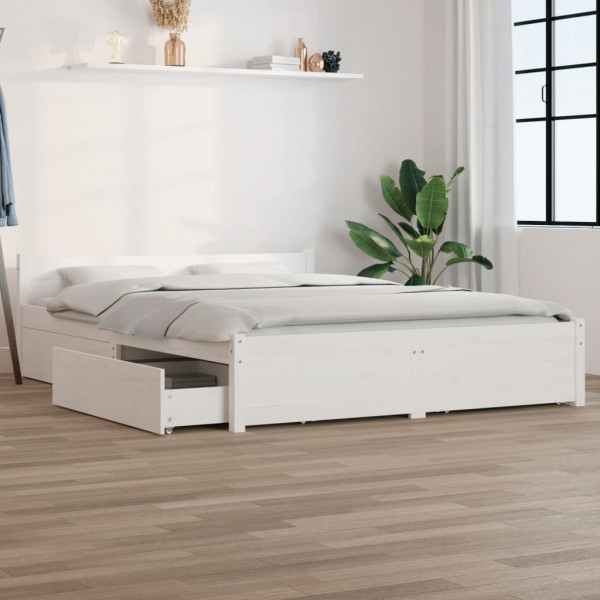 Estructura de cama con cajones blanco 120x200 cm D