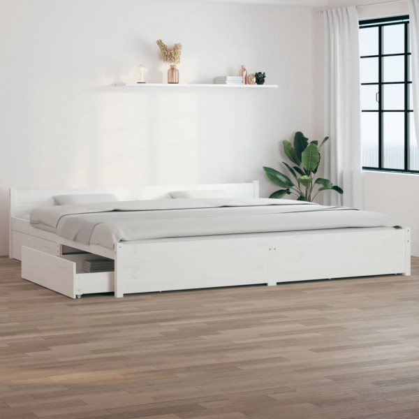Estructura de cama con cajones blanco 200x200 cm D