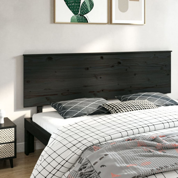 Cabecero de cama madera maciza de pino negro 204x6x82.5 cm D