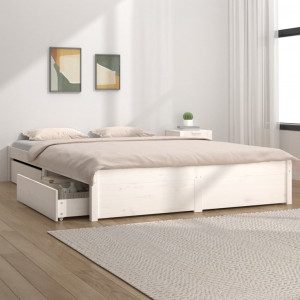Estrutura de cama com caixotes brancos 140x190 cm D