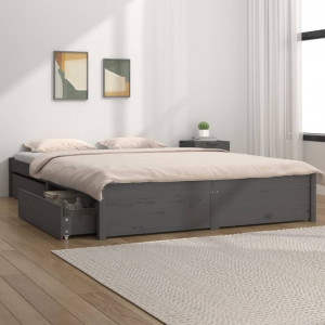 Estructura de cama con cajones gris 150x200 cm D
