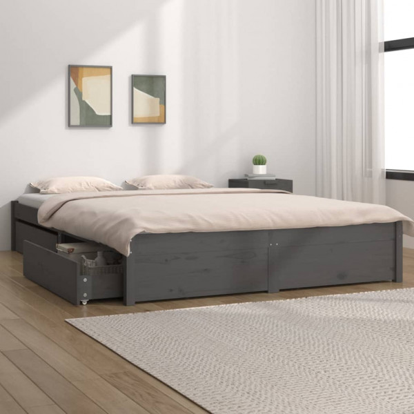 Estructura de cama con cajones gris 160x200 cm D