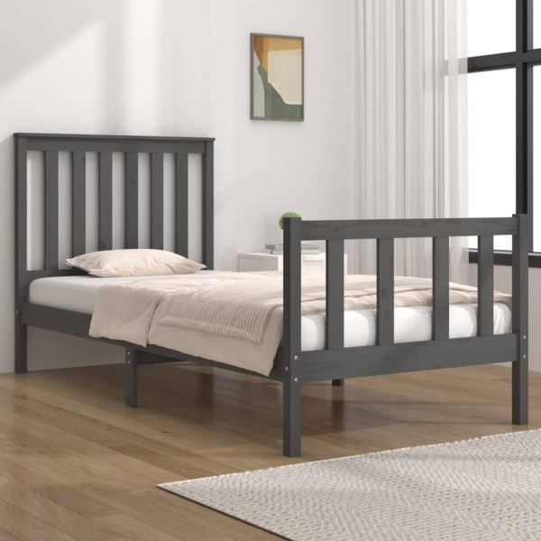 Estructura de cama individual madera de pino gris 90x190 cm