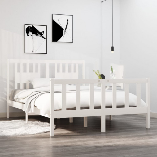 Estrutura de cama dupla de madeira maciça branca 135x190 cm D