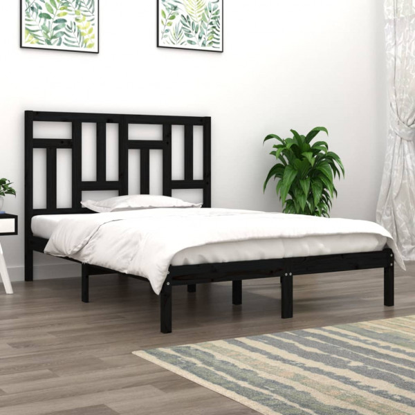Estrutura de cama madeira maciça dupla pequena preto 120x190 cm D