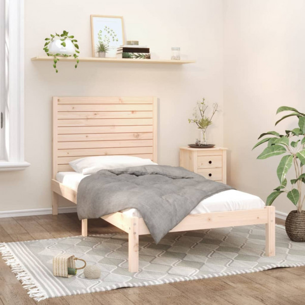 Estructura de cama madera maciza de pino 90x200 cm D