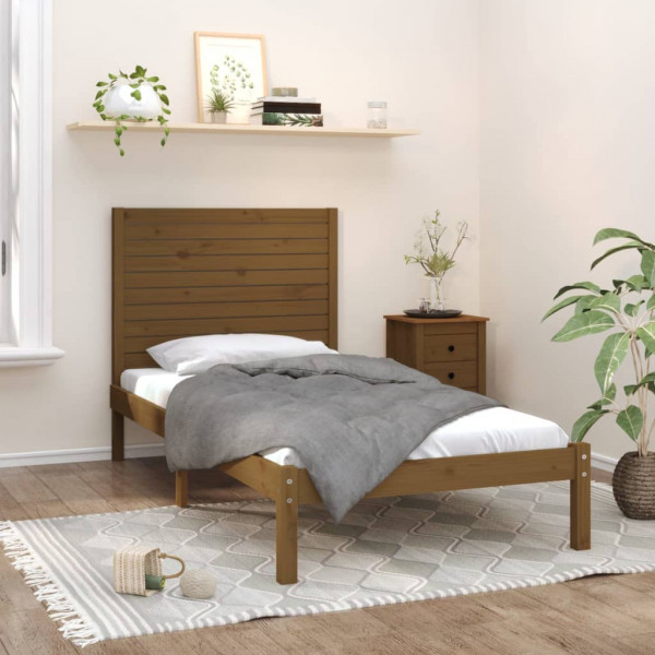 Estrutura da cama madeira maciça marrom mel 100x200 cm D