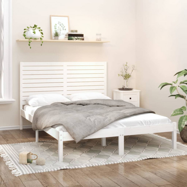 Estrutura de cama madeira maciça branca 120x200 cm D