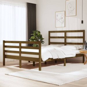 Estructura de cama doble pequeña madera pino marrón 120x190 cm D