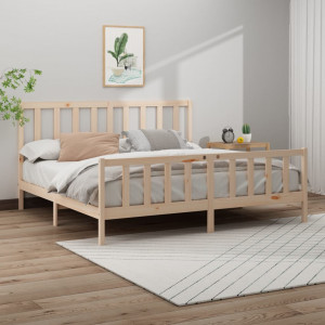 Estructura De Cama Madera Maciza De Pino Gris 200x200 Cm con