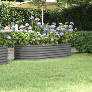 Jardinera arriate acero recubrimiento polvo gris 152x80x36 cm D