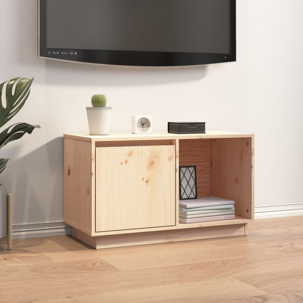Mueble de TV de madera maciza de pino 74x35x44 cm D