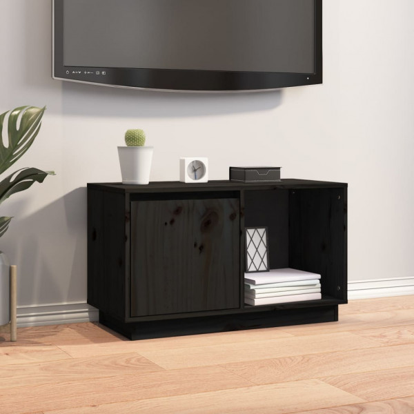 Móveis de televisão de madeira maciça de pinho preto 74x35x44 cm D