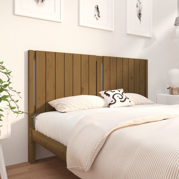 Cabecero de cama madera maciza pino marrón miel 155.5x4x100 cm D