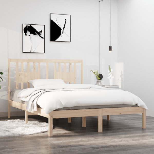Estructura de cama madera maciza de pino 120x200 cm D