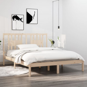 Estructura De Cama De Madera Maciza De Pino Gris 160x200 Cm